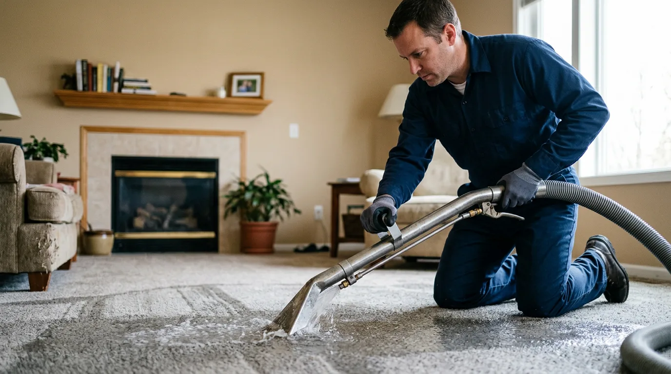 Water damage restoration technician working near Richards, MO
